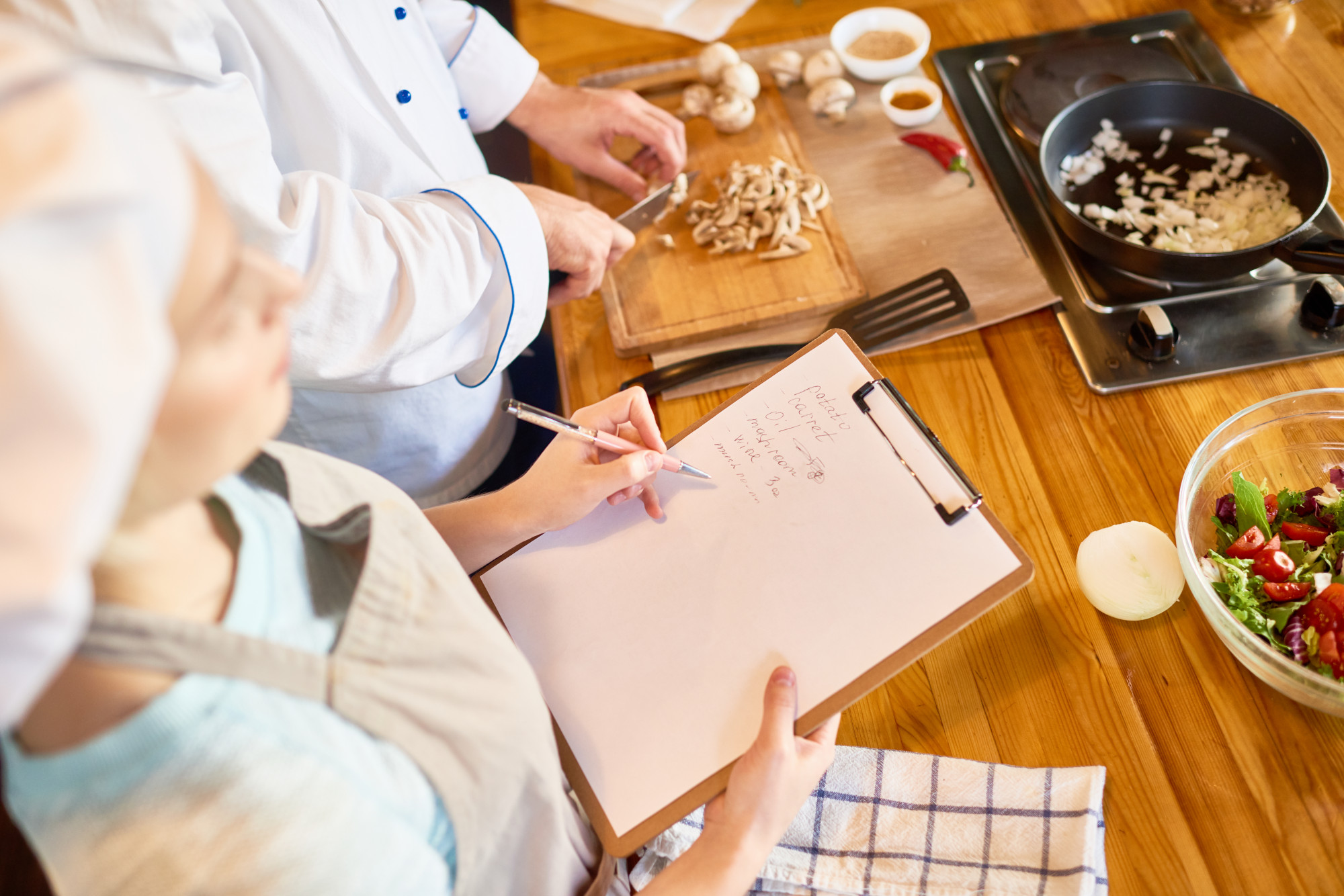 Consultation with chef over recipe plan