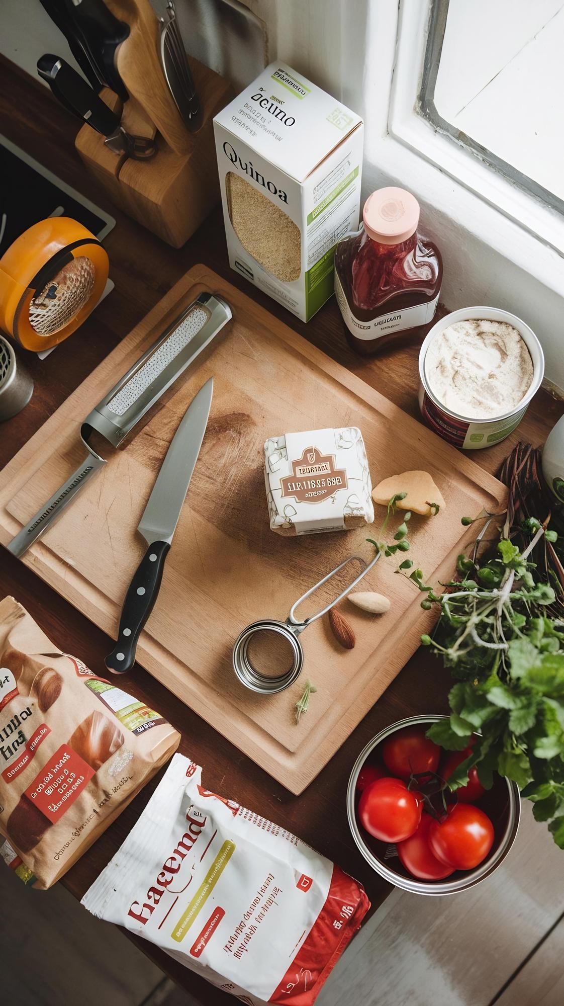 Prepped ingredient boxes on counter